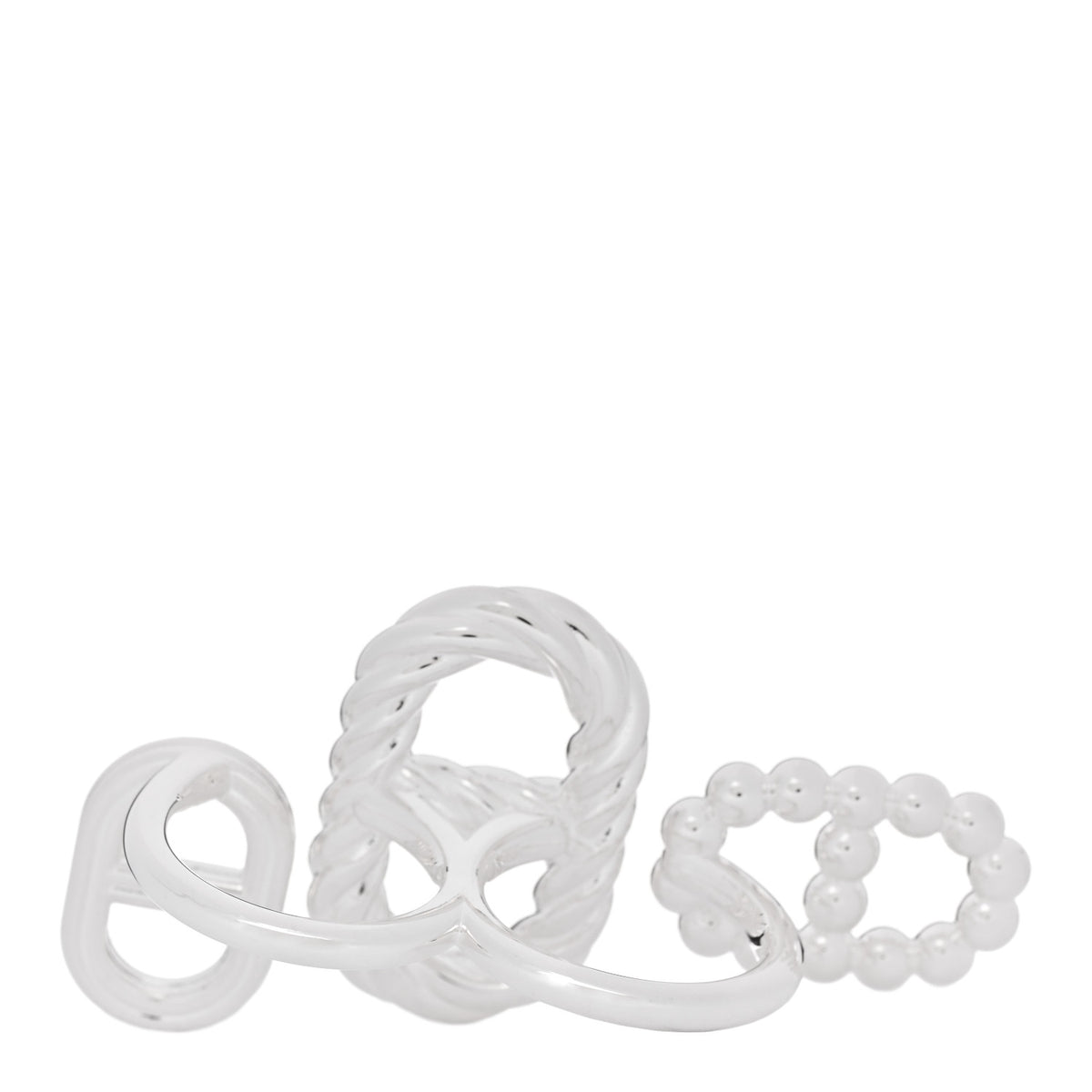 Sterling Silver Chaine d'Ancre Alea II Double Ring 56 7.5