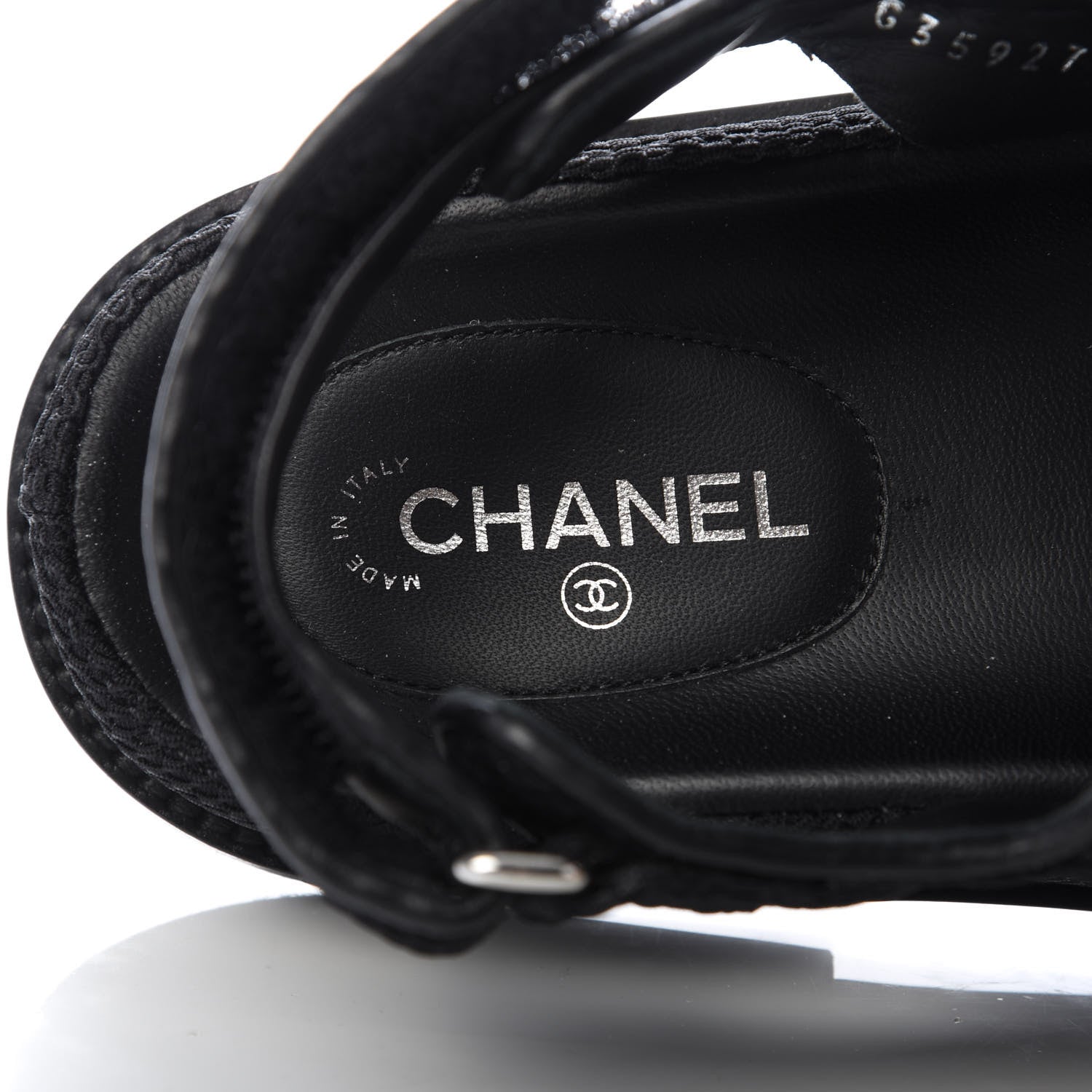 Chanel Fabric Velcro Dad Sandals 36.5 Black 8 of 10
