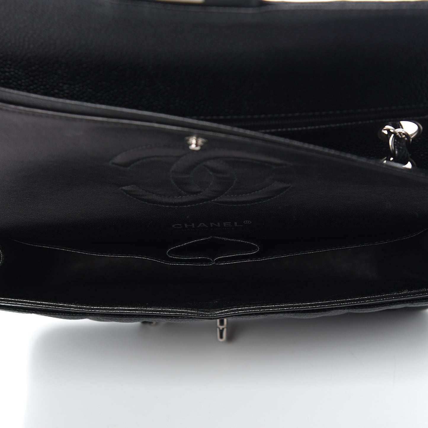 Caviar Quilted Medium Double Flap Black