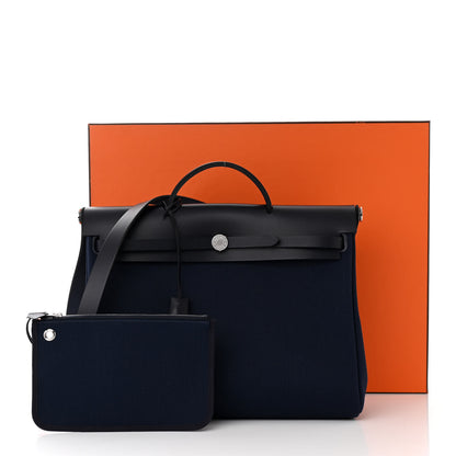 Hermes Military Toile Vache Hunter Herbag Zip 39 MM Bleu Saphir Blue Indigo 11 of 11