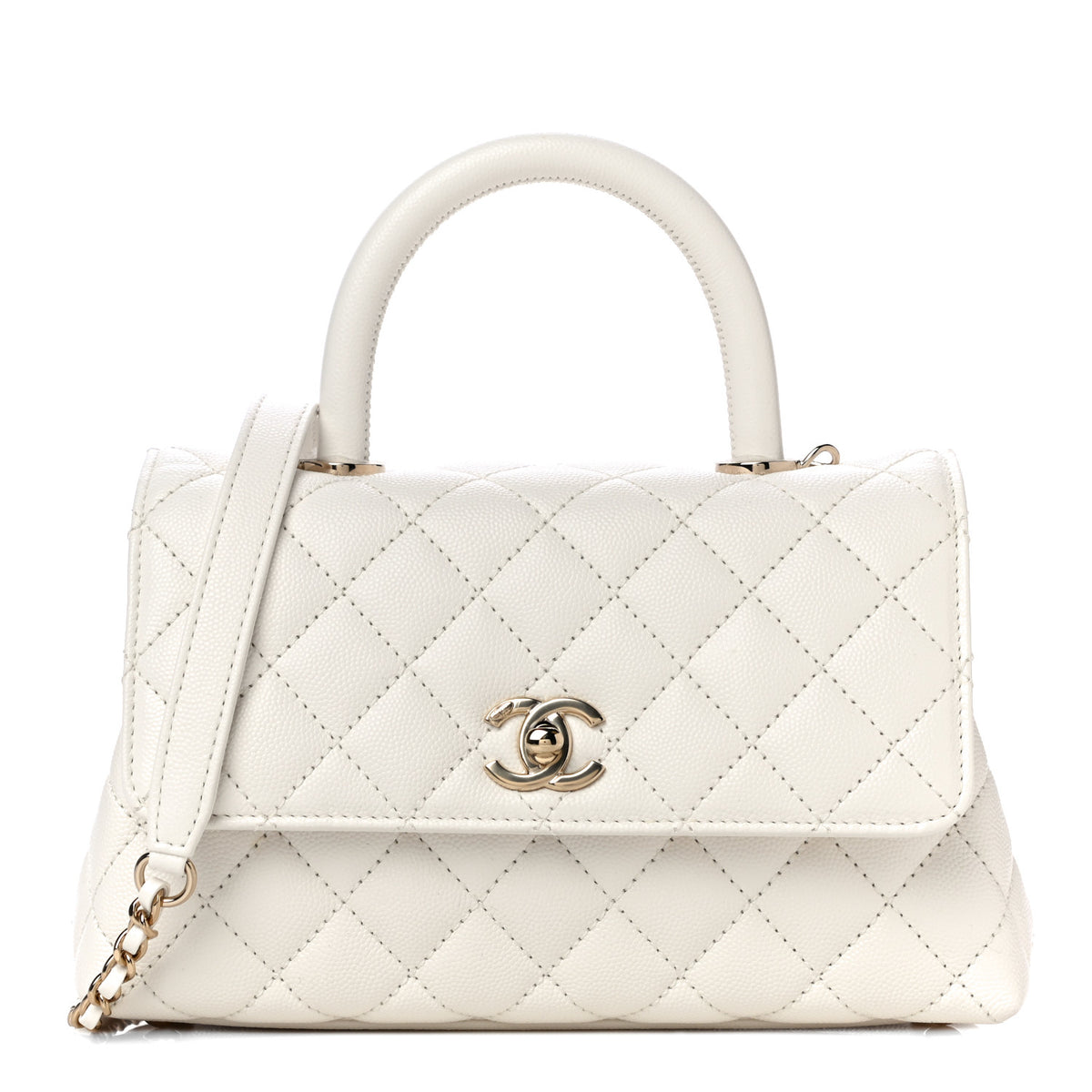 Chanel Caviar Quilted Mini Coco Handle Flap White 1 of 10