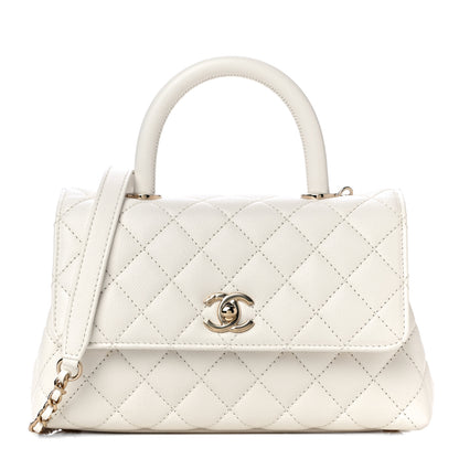 Chanel Caviar Quilted Mini Coco Handle Flap White 1 of 10