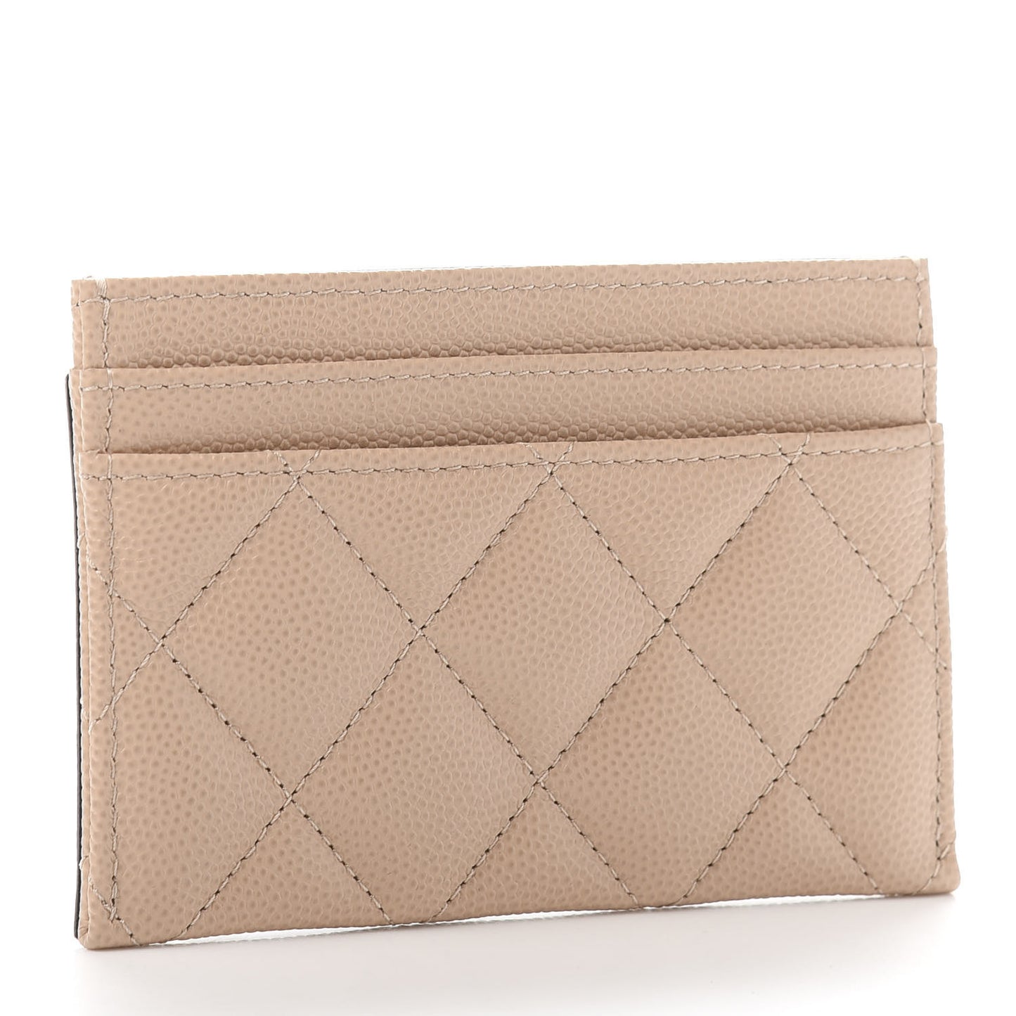 Caviar Quilted Filigree Card Holder Beige Black