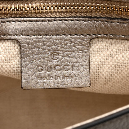 Gucci Metallic Pebbled Calfskin Medium Soho Flap Crossbody Golden Beige 6 of 11