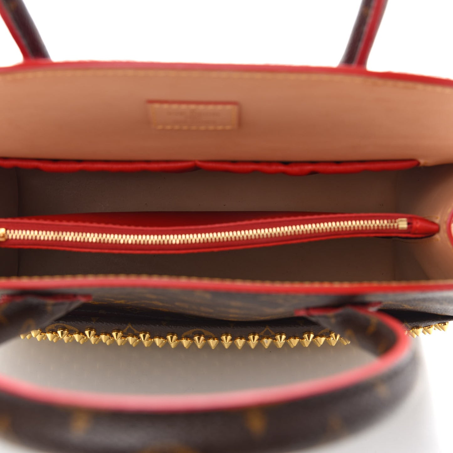 Monogram Calf Hair Spikes Iconoclasts Christian Louboutin Tote Red