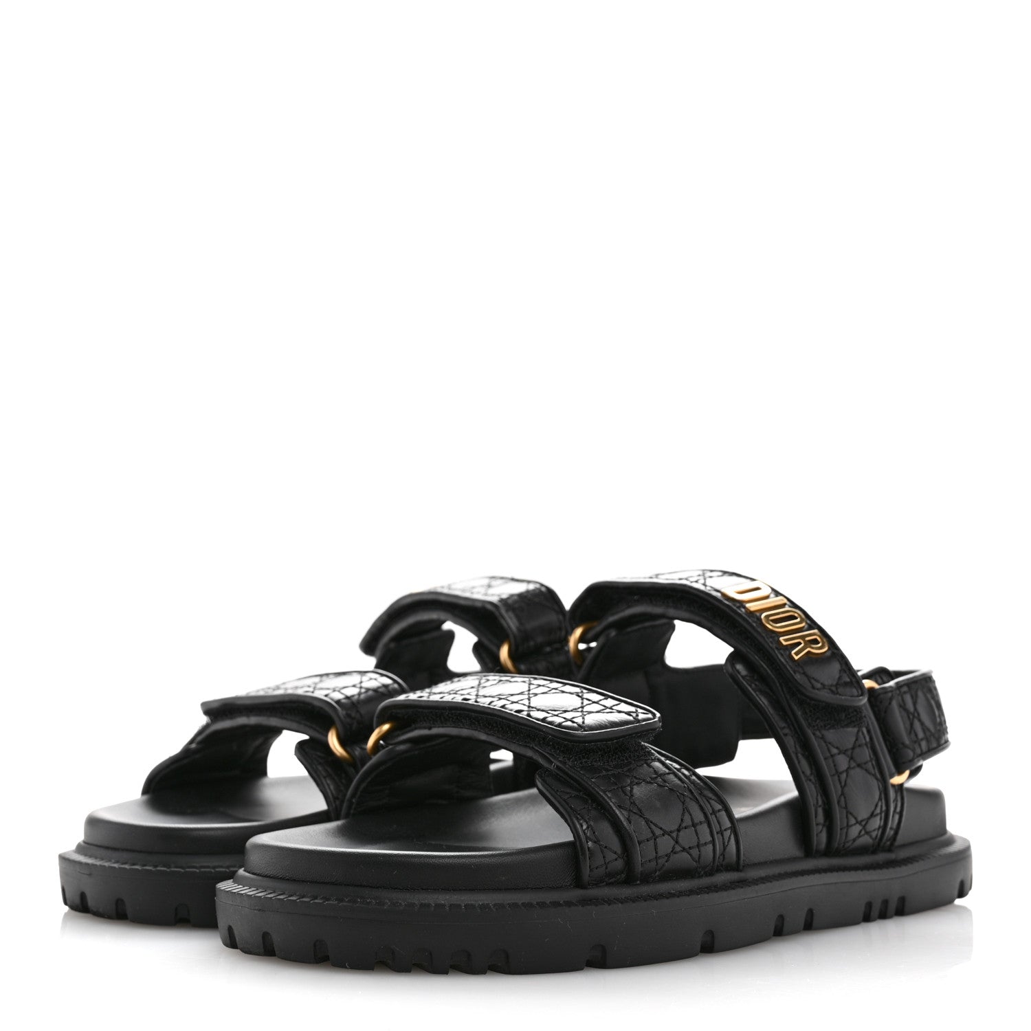 Christian Dior Calfskin Cannage Dioract 10mm Sandals 37 Black 4 of 12