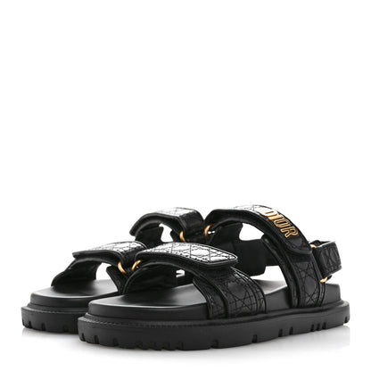 Christian Dior Calfskin Cannage Dioract 10mm Sandals 37 Black 4 of 12