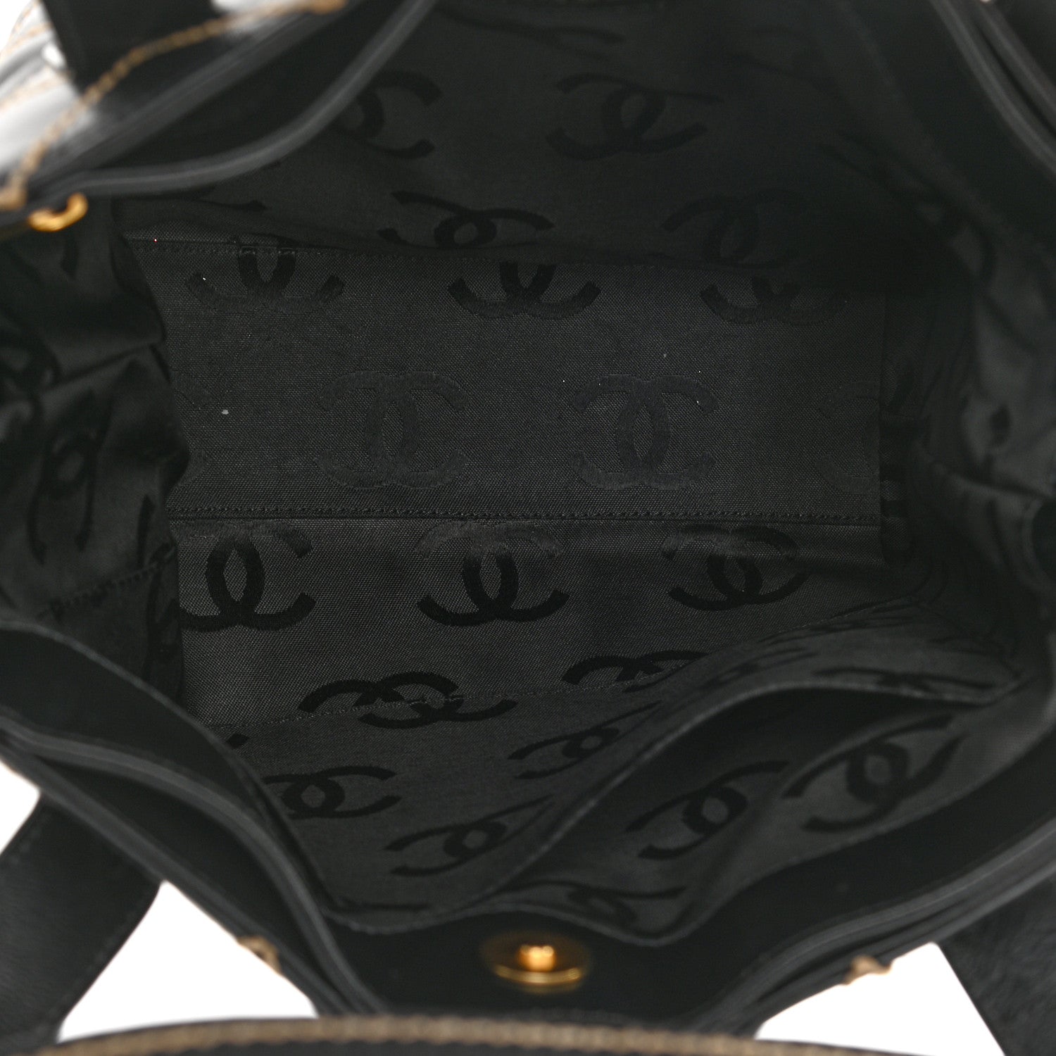 Chanel Calfskin Contrast Stitch Surpique Tote Black 5 of 11