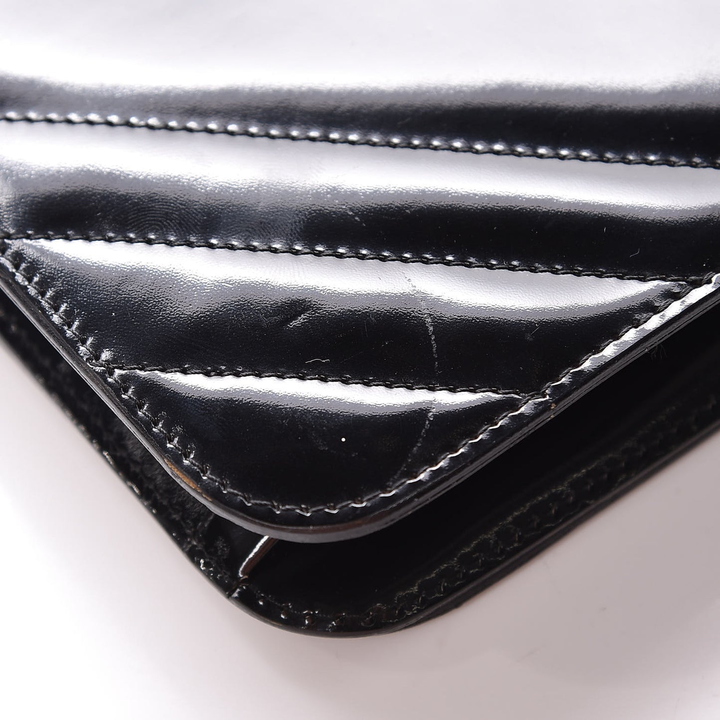 Patent Small Single Flap Bag Black