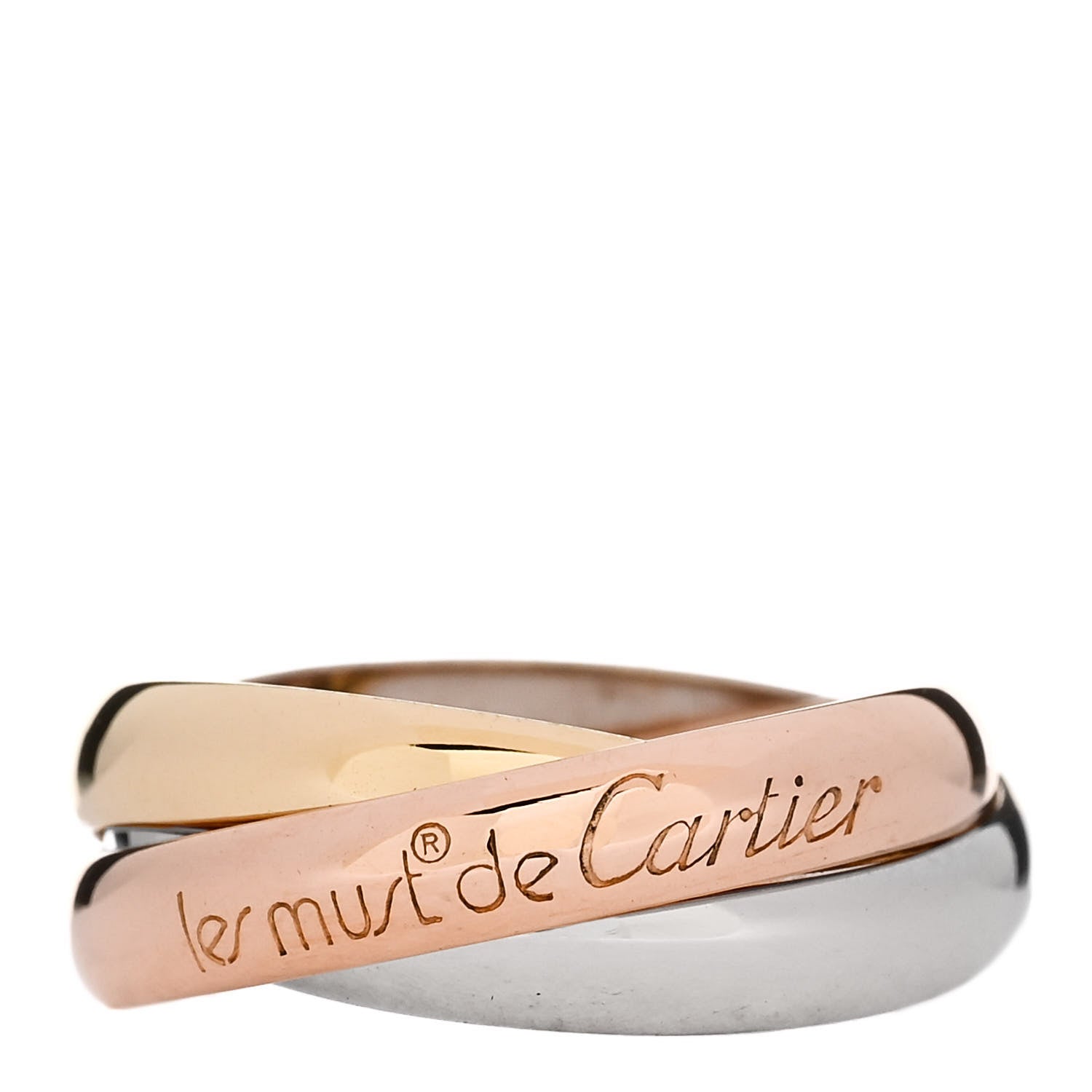 Cartier 18K Pink Yellow White Gold Classic Les Must De Cartier Trinity Ring 52 6 1 of 5