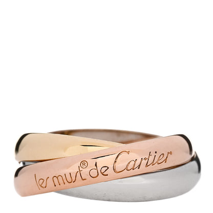 Cartier 18K Pink Yellow White Gold Classic Les Must De Cartier Trinity Ring 52 6 1 of 5