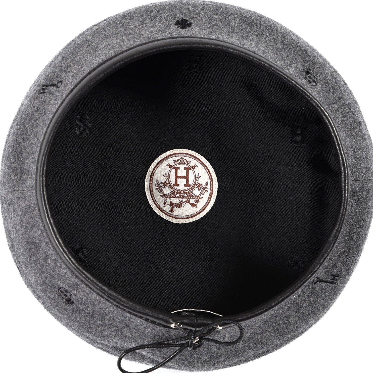 Hermes Cashmere Lambskin Saint-Honore Charms Beret 57 Charbon 4 of 7