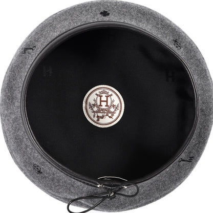 Hermes Cashmere Lambskin Saint-Honore Charms Beret 57 Charbon 4 of 7
