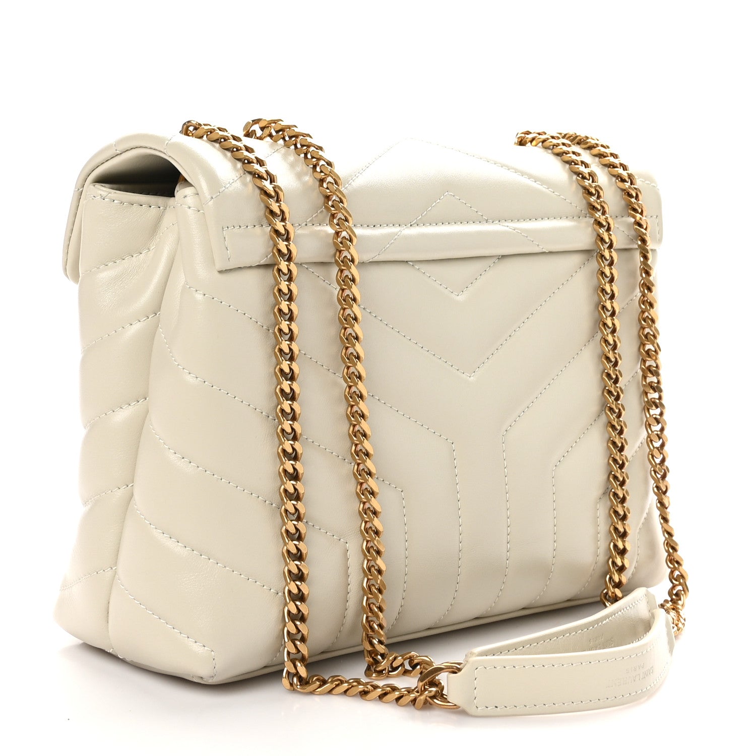 Saint Laurent Calfskin Y Quilted Monogram Small Loulou Chain Satchel Crema Soft 3 of 10