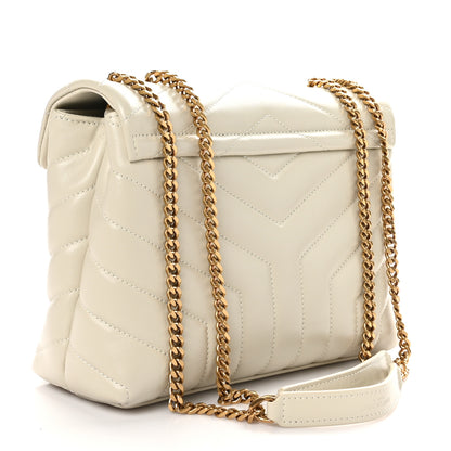 Saint Laurent Calfskin Y Quilted Monogram Small Loulou Chain Satchel Crema Soft 3 of 10