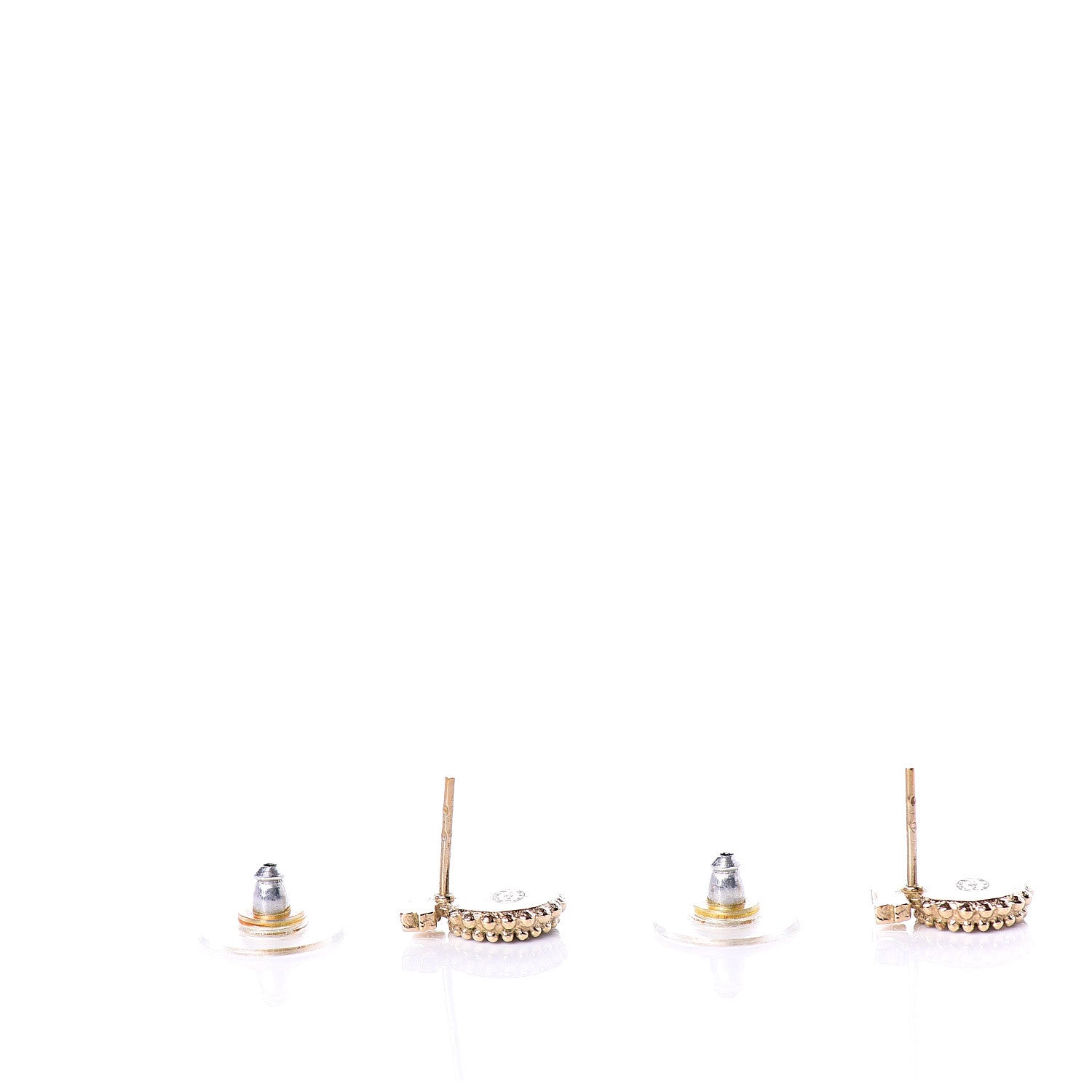 Chanel CC Bow Earrings Black Gold 3 of 5