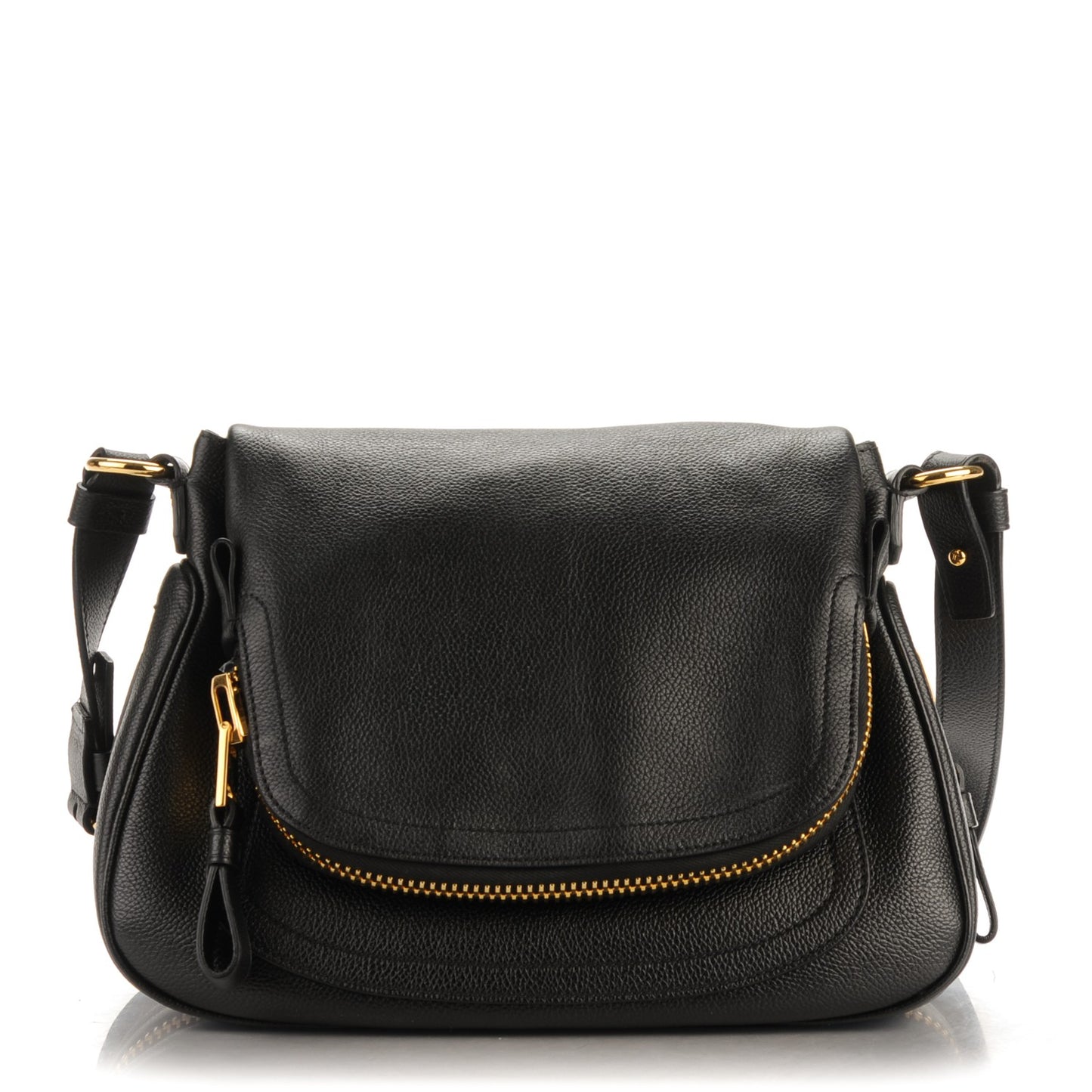 Grained Calfskin Medium Jennifer Crossbody Bag Black