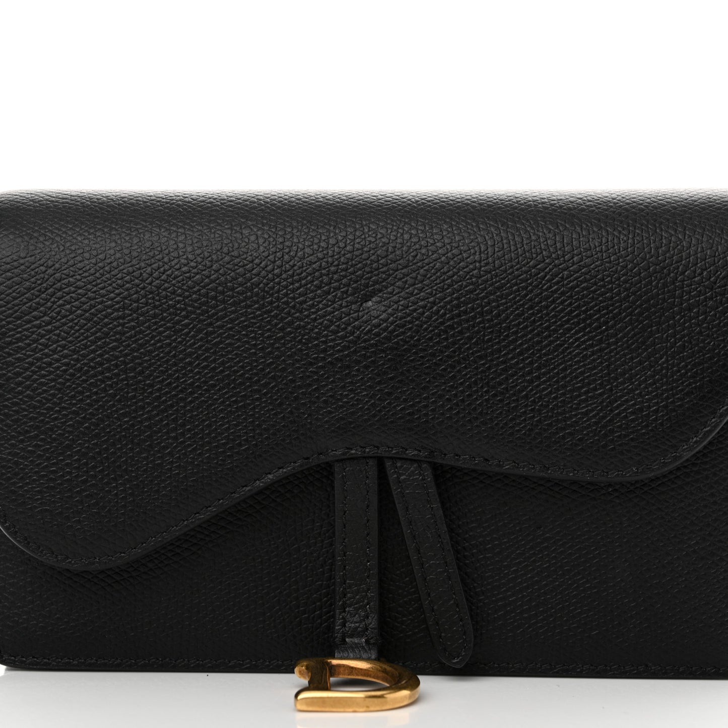 Grained Calfskin Saddle Belt Clutch Black