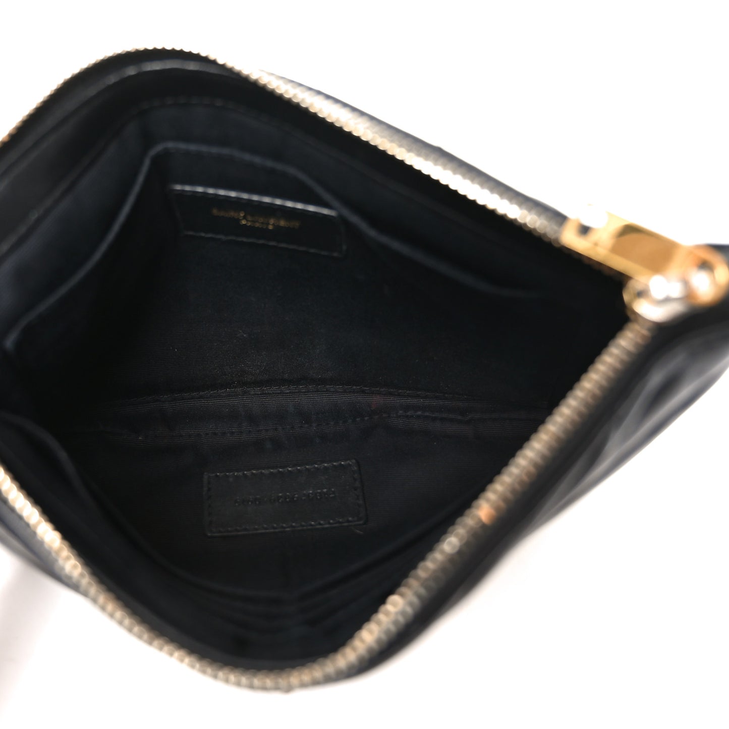 Lambskin Matelasse Chevron Monogram A5 Wristlet Black