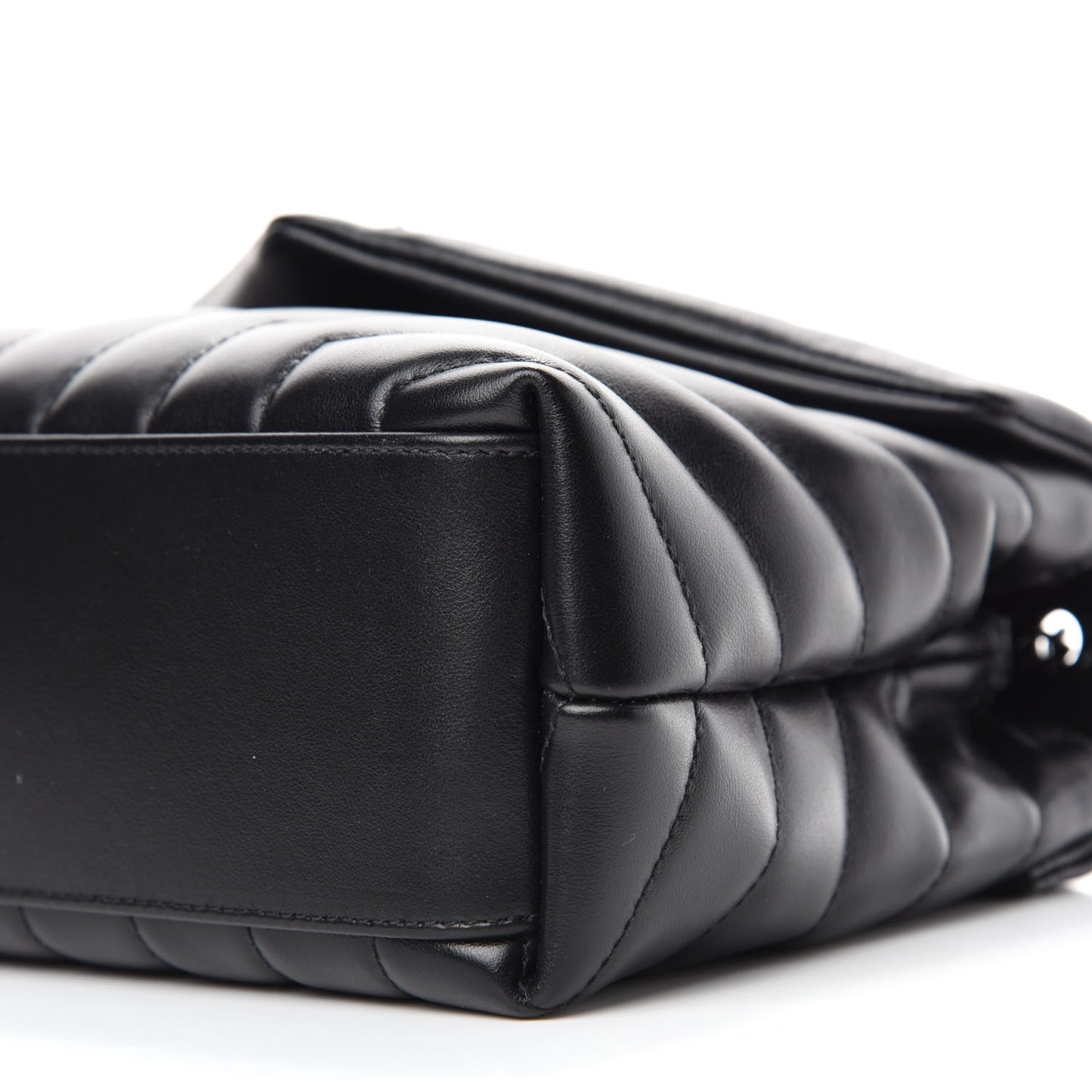 Calfskin Y Quilted Monogram Small Loulou Chain Satchel Black