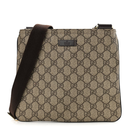 Gucci GG Supreme Monogram Small Flat Messenger Bag Dark Brown 1 of 10