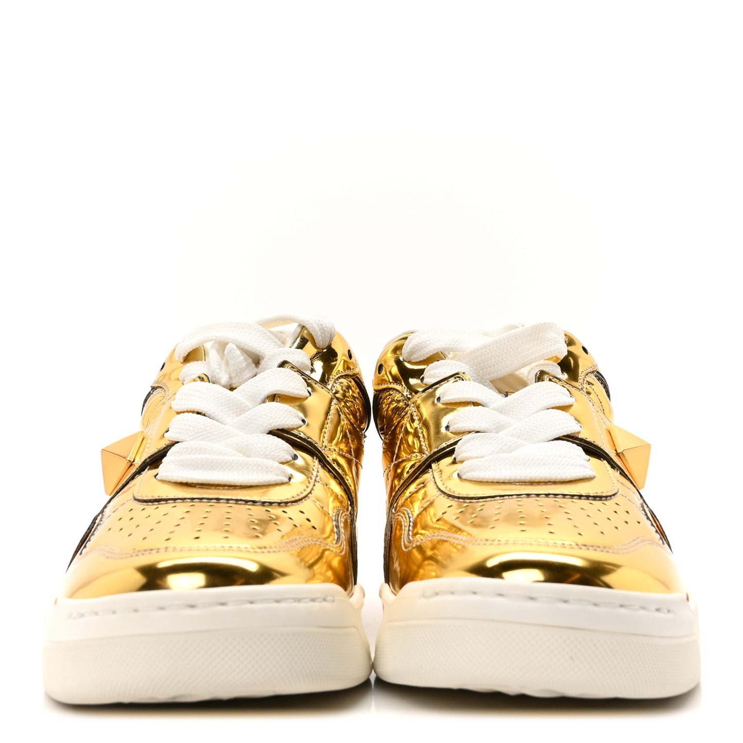 Metallic Nappa Patent One Stud Low Top Sneaker 37.5 Gold