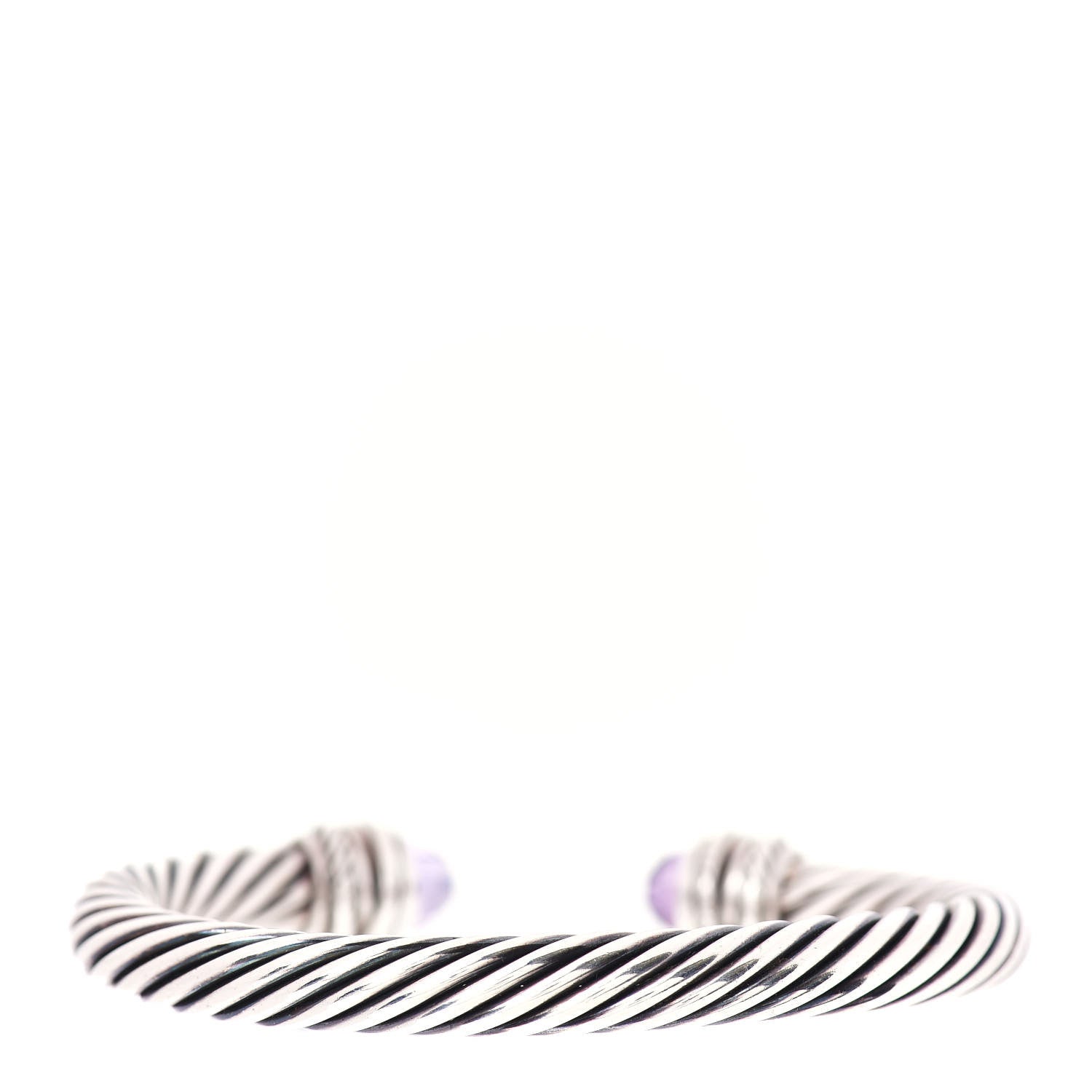 David Yurman Sterling Silver Diamond Amethyst 7mm Cable Crossover Bracelet 3 of 4