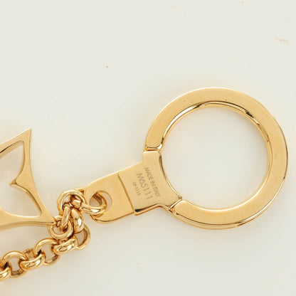 Louis Vuitton Brass Enamel Fleur De Monogram Bag Charm Chain Gold 3 of 5