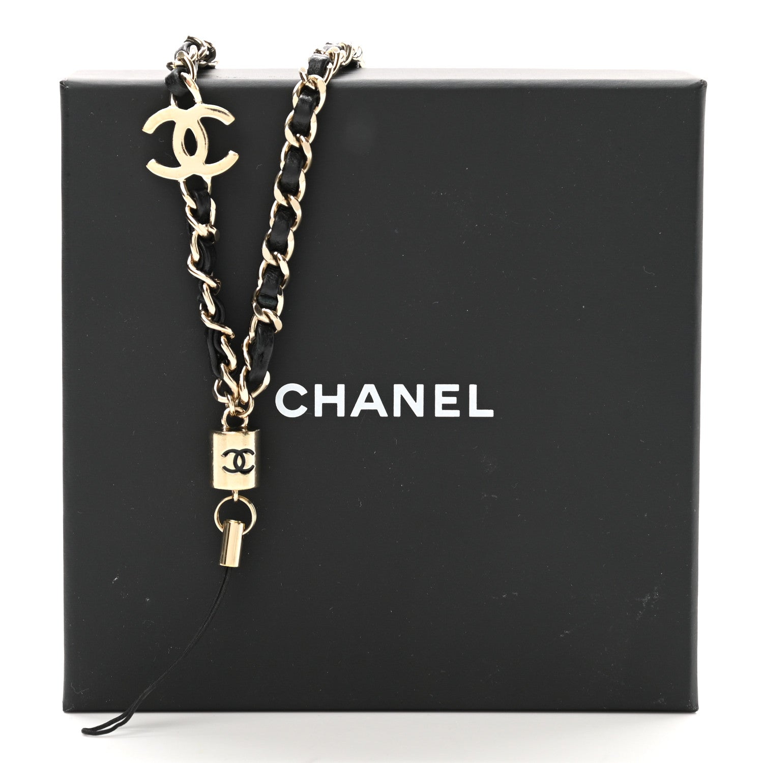 Chanel Metal Lambskin Phone Wristlet Black Gold 4 of 4