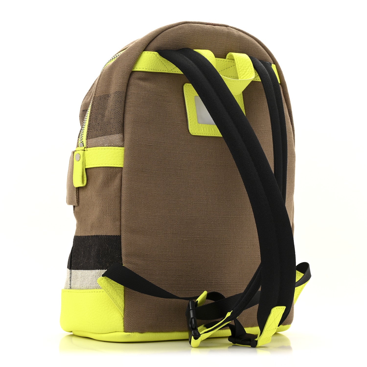 Burberry Jute Calfskin Mega Check Children's Backpack Neon Yellow 3 of 12