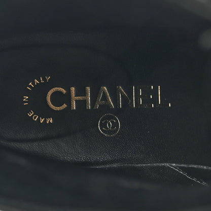 Chanel Shiny Calfskin Quilted Lace Up Combat Boots 38 Black 6 of 14