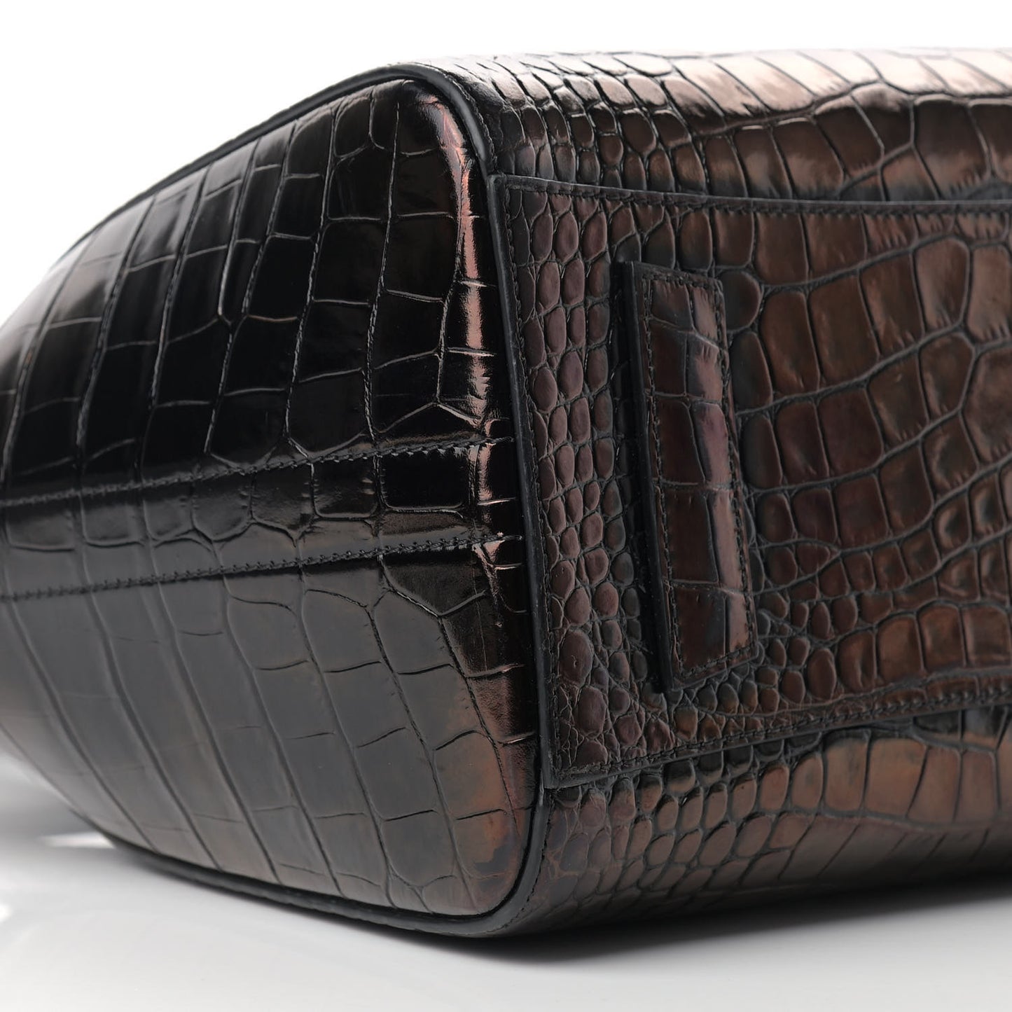 Calfskin Crocodile Embossed Small Antigona Brown