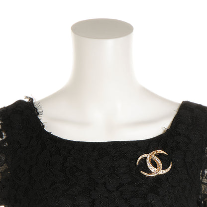 Chanel Crystal Large CC Brooch Gold 2 of 5