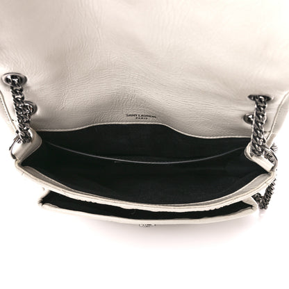 Saint Laurent Crinkled Calfskin Matelasse Monogram Baby Niki Chain Satchel White 5 of 12