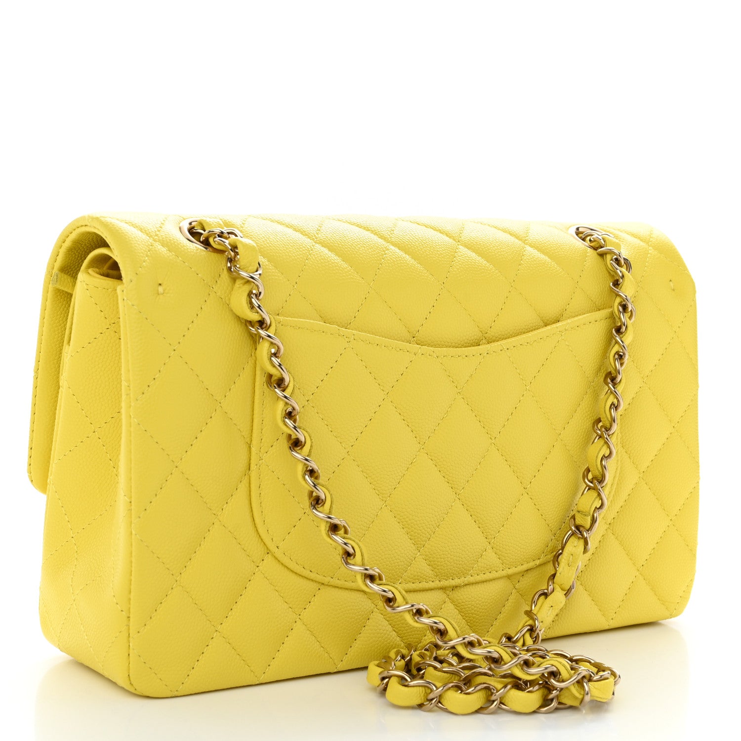 Chanel Caviar Quilted Medium Double Flap Yellow 3 of 11