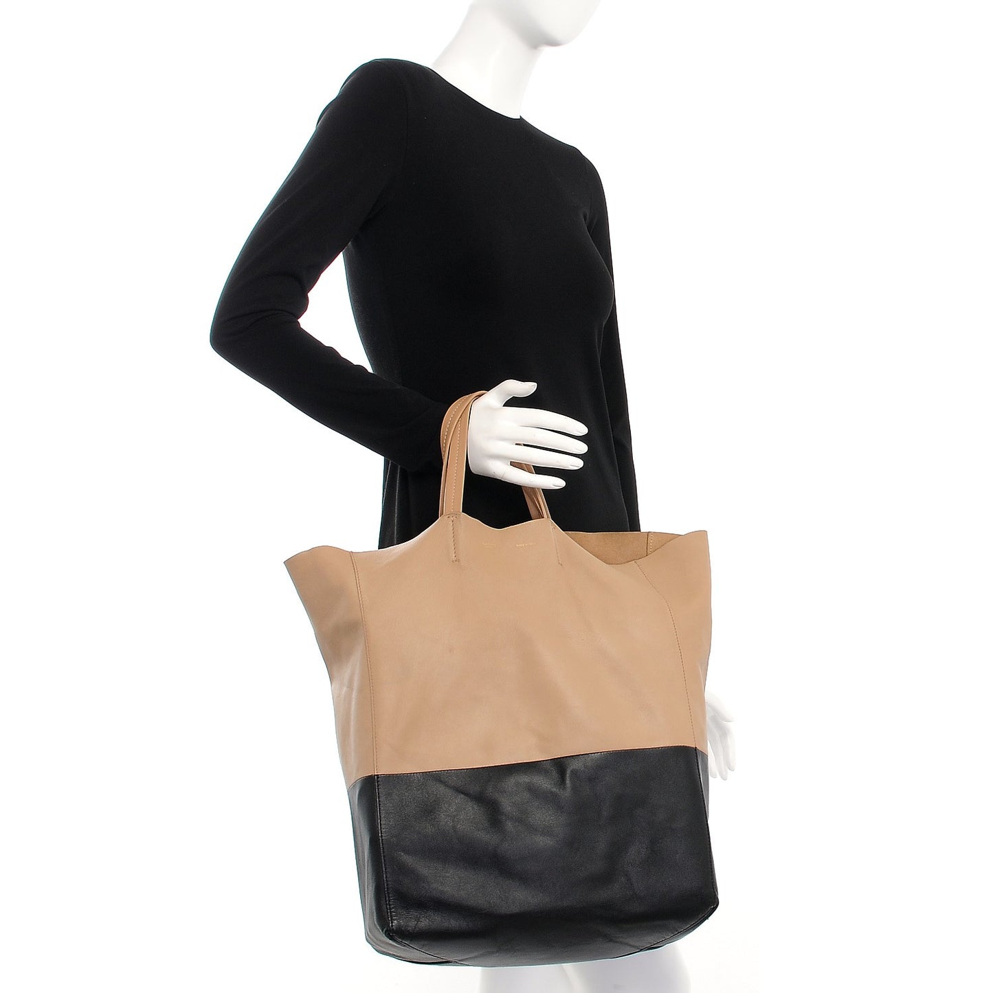 Lambskin Vertical Bi-Cabas Apricot Black