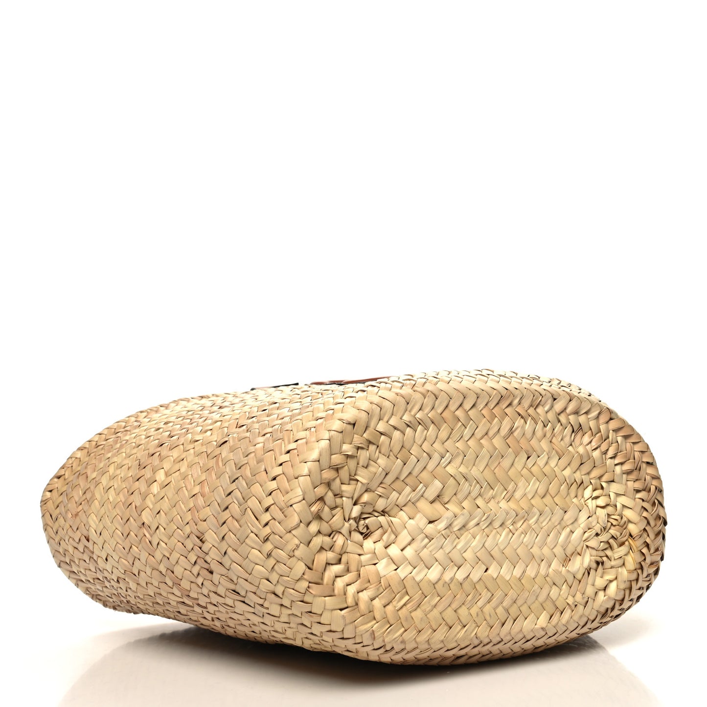 Raffia Calfskin Triomphe Medium Panier Tan