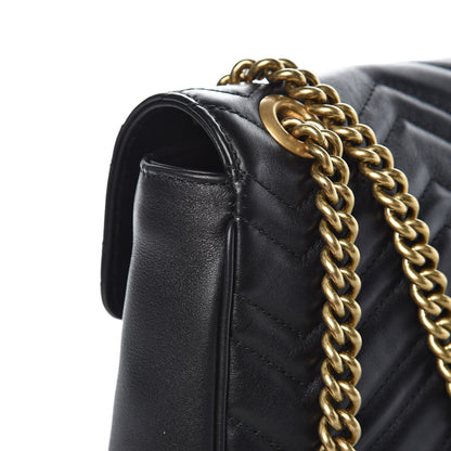 Gucci Calfskin Matelasse Medium GG Marmont Shoulder Bag Black 11 of 11