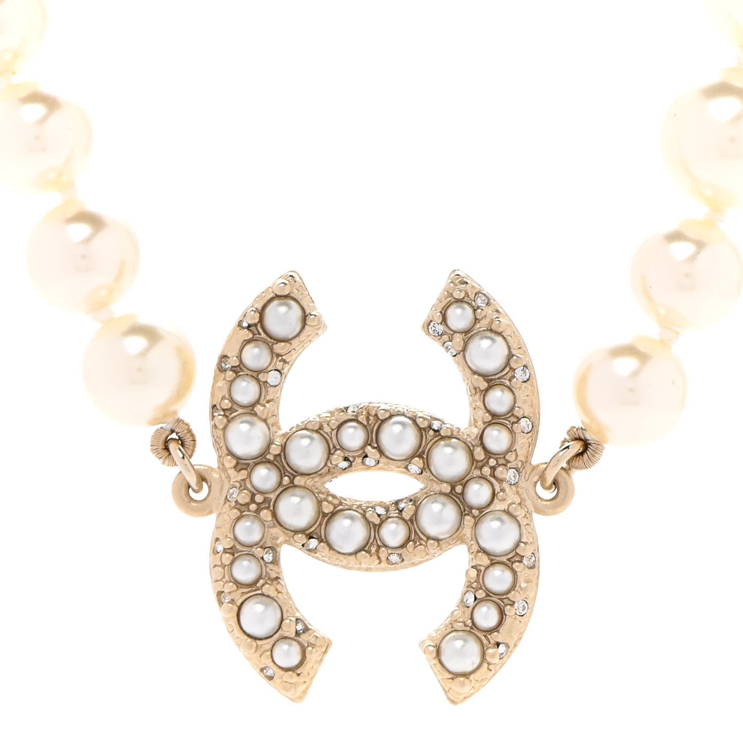 Pearl CC 100th Anniversary Necklace Light Gold