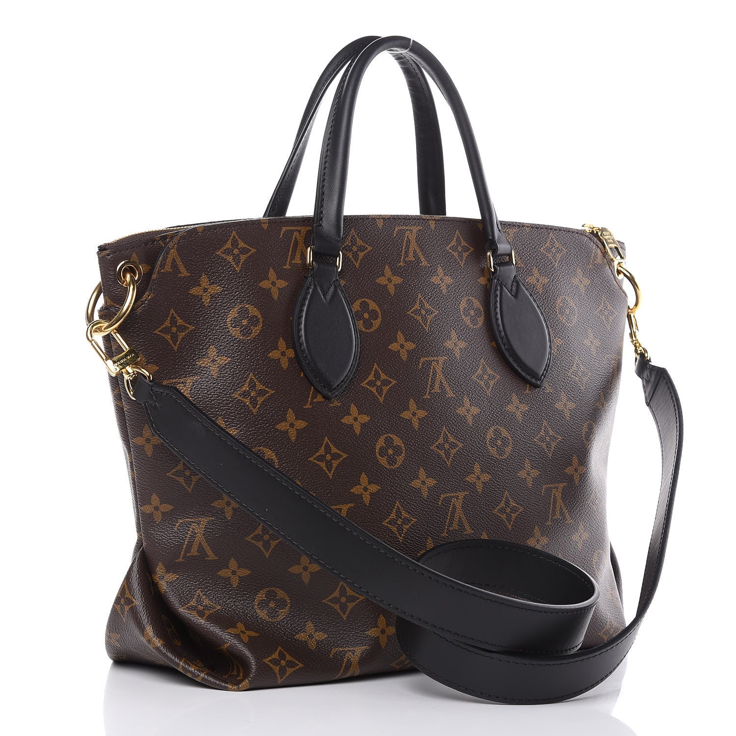 Louis Vuitton Monogram Flower Zipped Tote MM Black 3 of 9