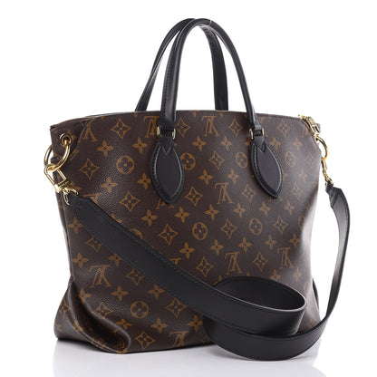 Louis Vuitton Monogram Flower Zipped Tote MM Black 3 of 9