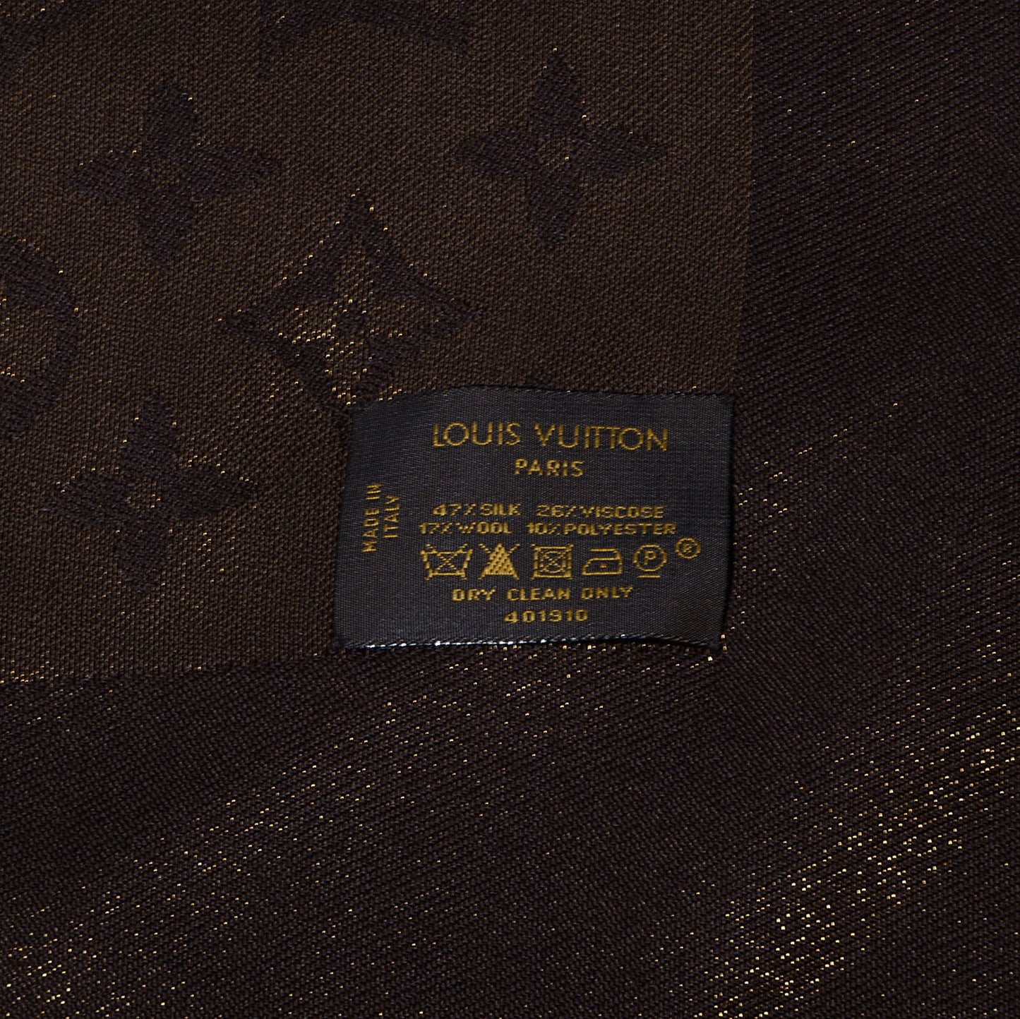 Silk Lurex Wool Monogram Shine Shawl Brown