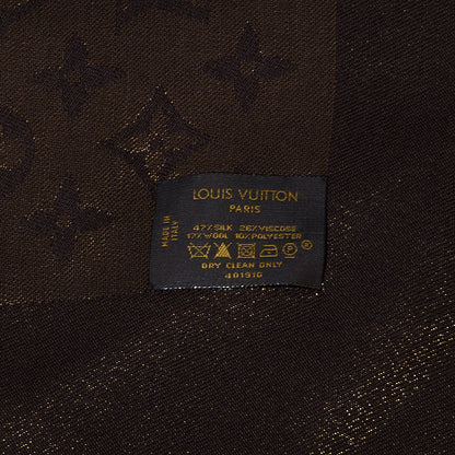 Louis Vuitton Silk Lurex Wool Monogram Shine Shawl Brown 5 of 5