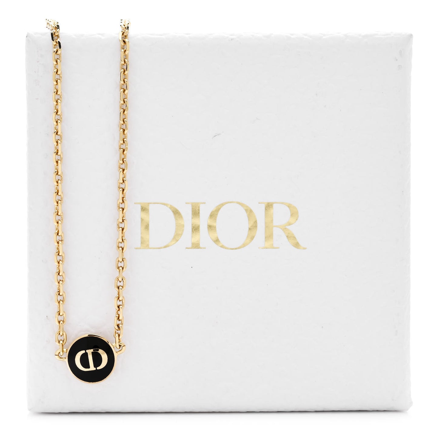Metal CD Logo Necklace Gold Black