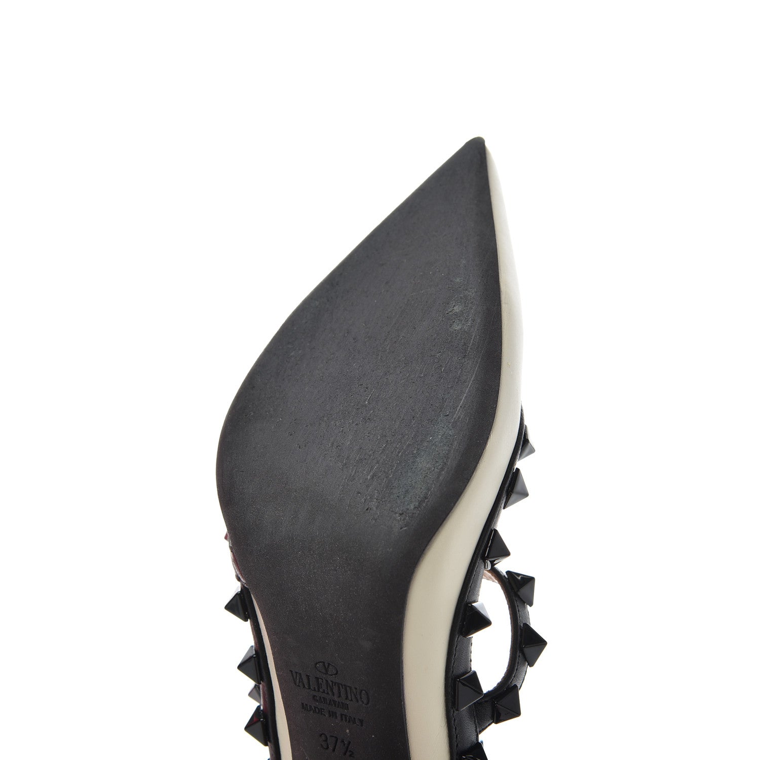Valentino Garavani Calfskin Rockstud Ankle Strap 100mm Pumps 37.5 Light Ivory Black 22 of 24