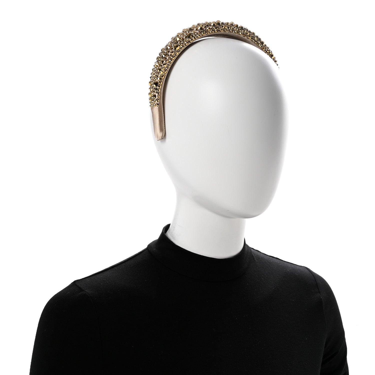 Prada Satin Crystal Embellished Headband Platino 2 of 5