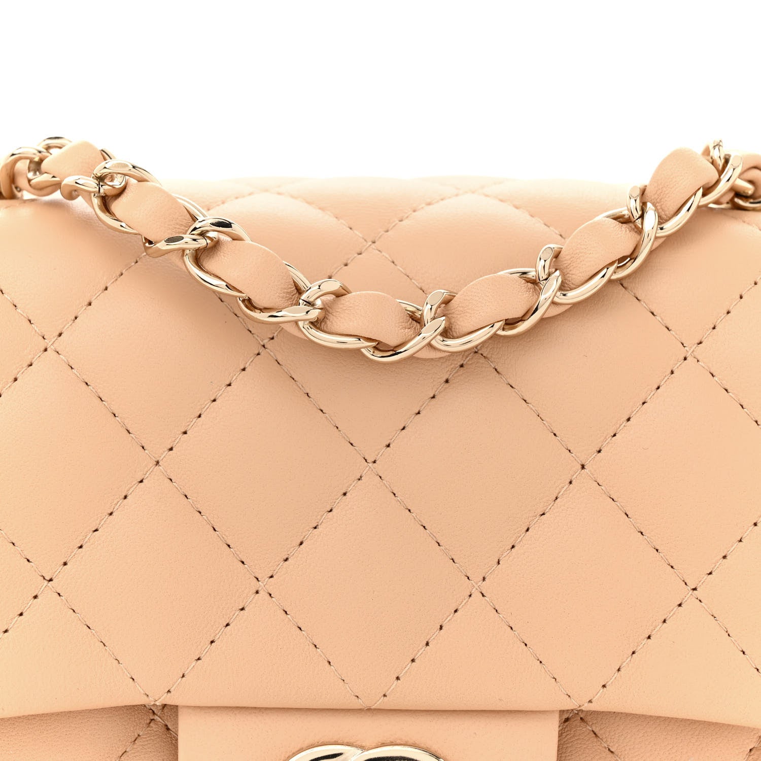 Chanel Lambskin Quilted Mini Square Flap Beige 8 of 11