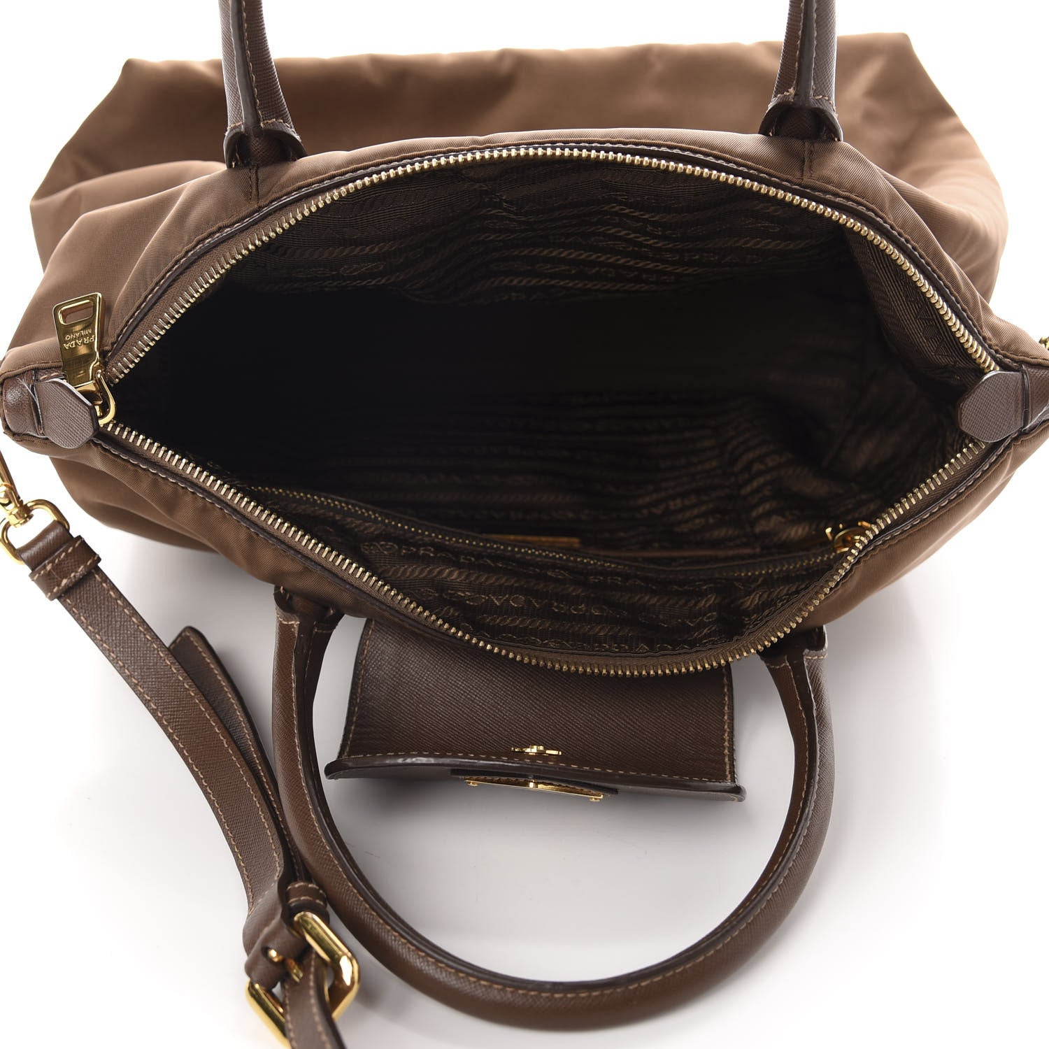 Prada Saffiano Tessuto Nylon Tote Corinto 5 of 14