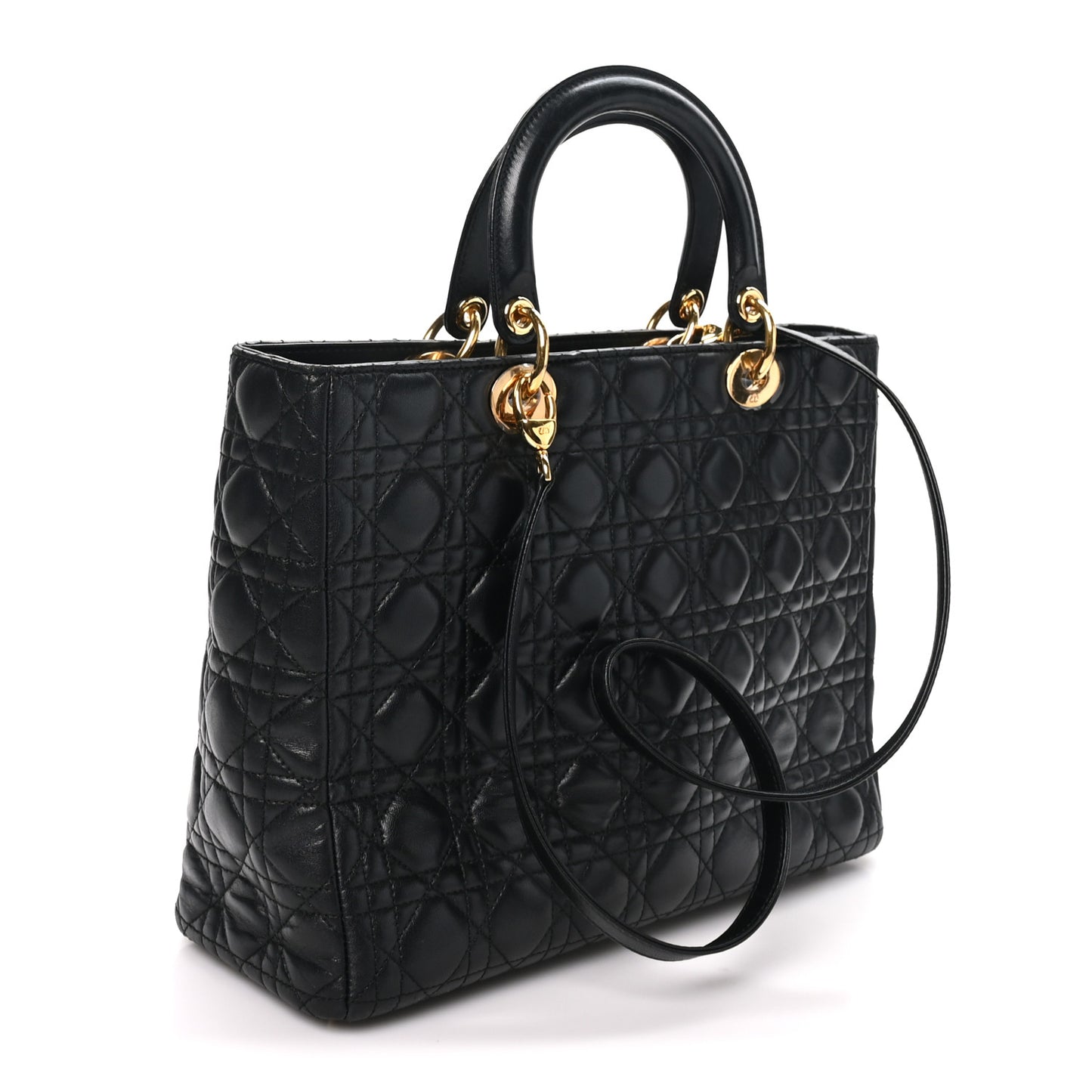 Lambskin Cannage Large Lady Dior Black
