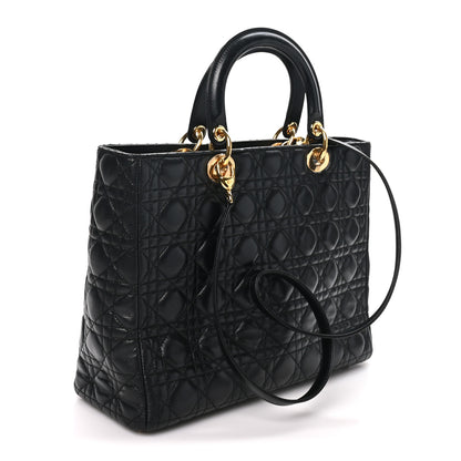 Christian Dior Lambskin Cannage Large Lady Dior Black 3 of 10